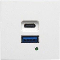 USB зарядное устройство, 4.2A , 65W, Type A + C, 2 мод., бел. (45х45мм) Donolux DUSB4200WAF