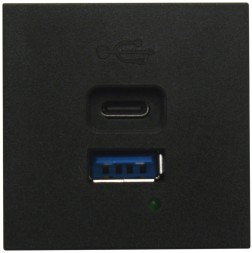 USB зарядное устройство, 4.2A , 65W, Type A + C, 2 мод., черн. матовая (45х45мм) Donolux DUSB4200ANAF