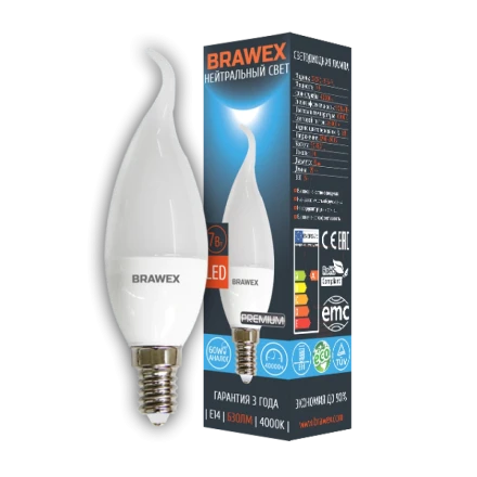 Светодиодная лампа в форме свечи BRAWEX С-06 0707Q-B35-7N