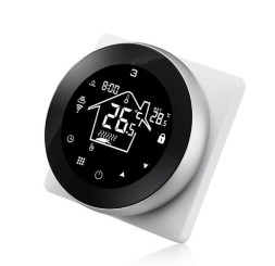 Термостат с датчиком пола, программируемый с Wi-Fi , 86*86 мм. 16 A, круглый , черное стекло Donolux DTEF12-WiFi